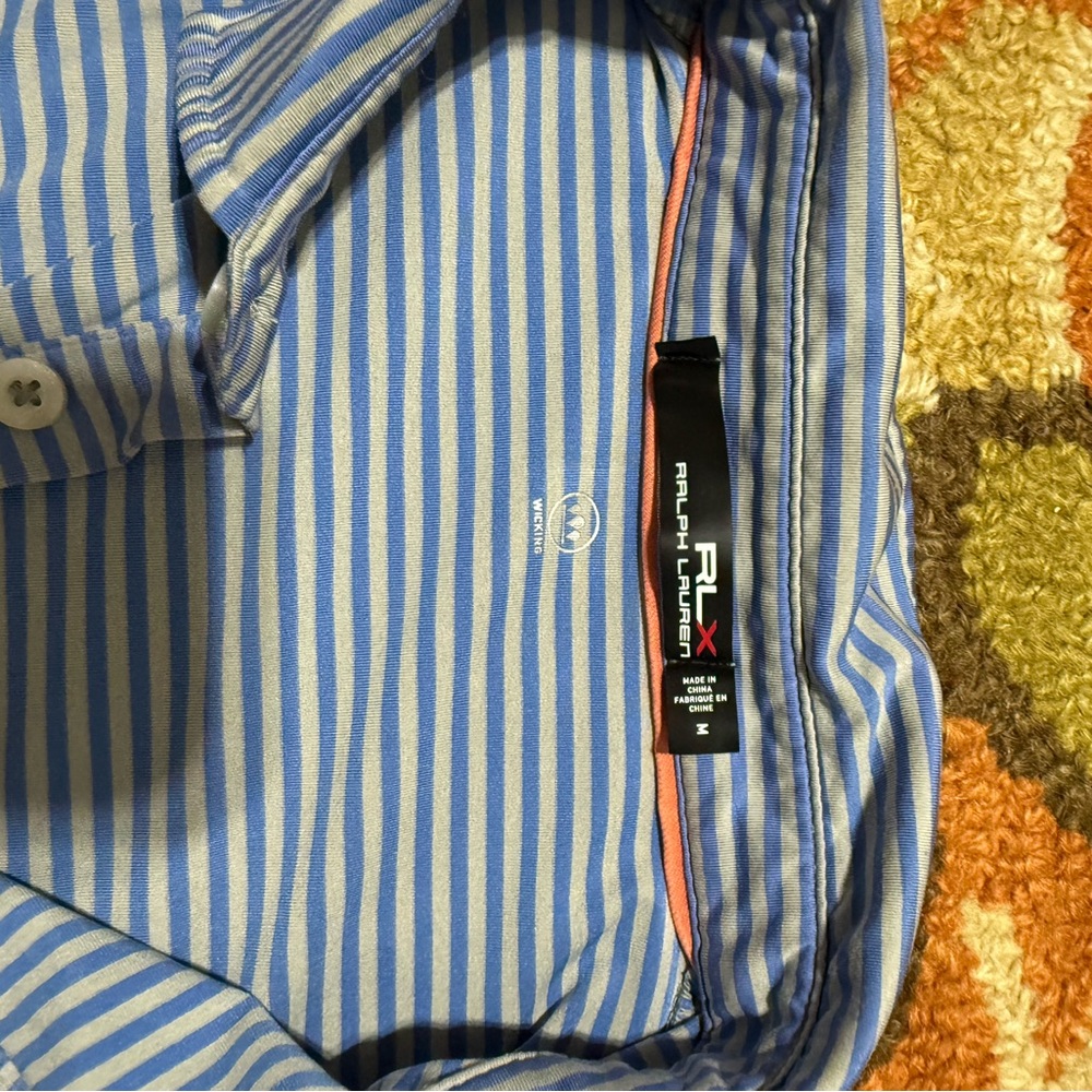 RLX Ralph Lauren Blue Striped Men's Shirt Medium
